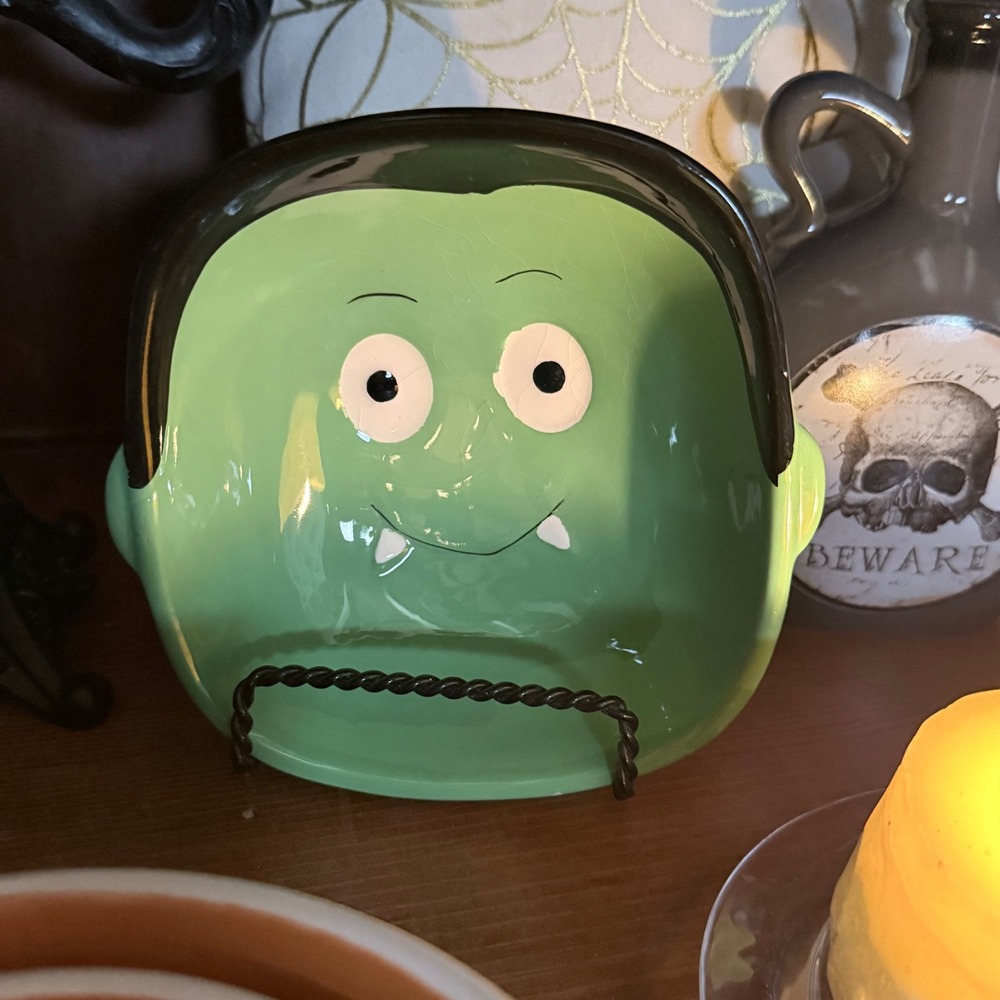 IQ Accessories Frankenstein Candy Bowl Green Good Halloween Ceramic